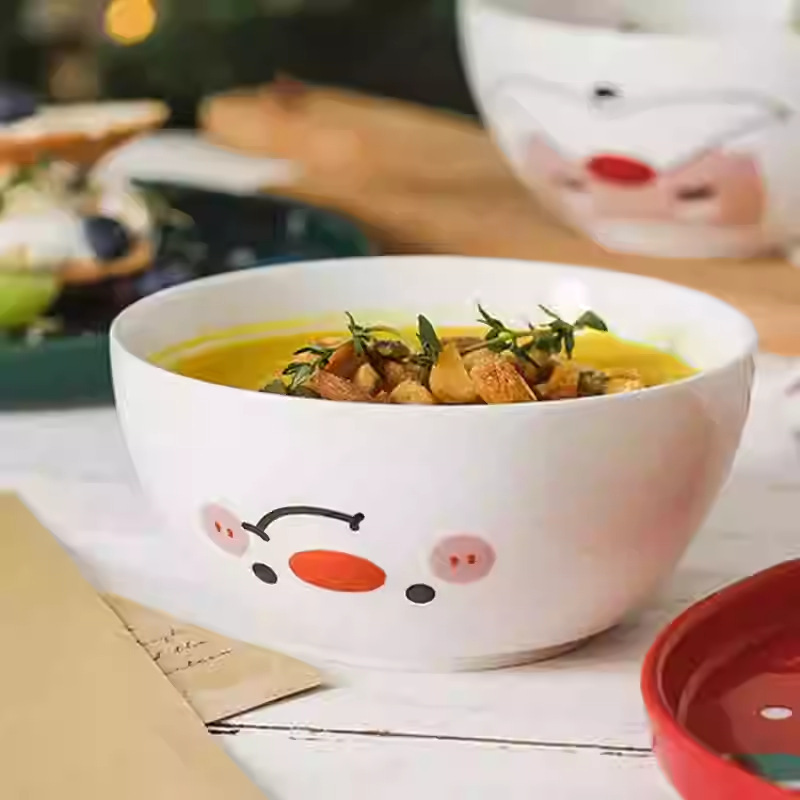 創意新品クリスマス陶磁器食器セット祭りプレゼント家庭用釉薬下彩ステーキ皿口杯茶碗セット|undefined