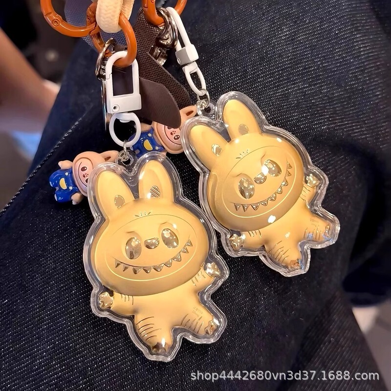Pure Gold Cartoon Strawberry Bear Fries Burger Milk Tea Keychain Phone Charm Popular Gift Item