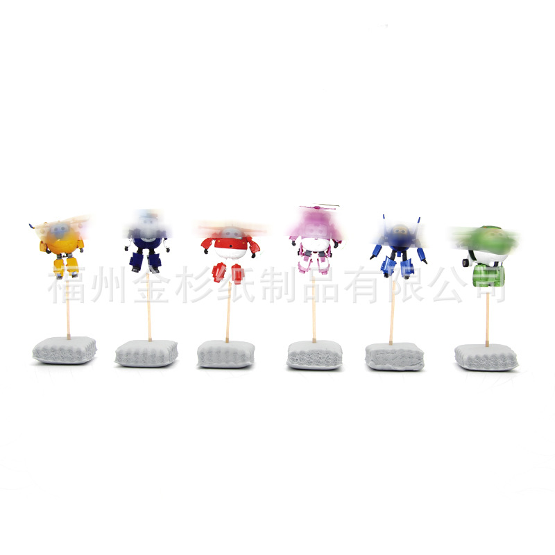 Tarjeta de palillo de dientes de papel grueso de doble cara-insertando Tarjeta de pastel de cumpleaños Decoración de Pastel de papel-insertando plug-in 24 piezas