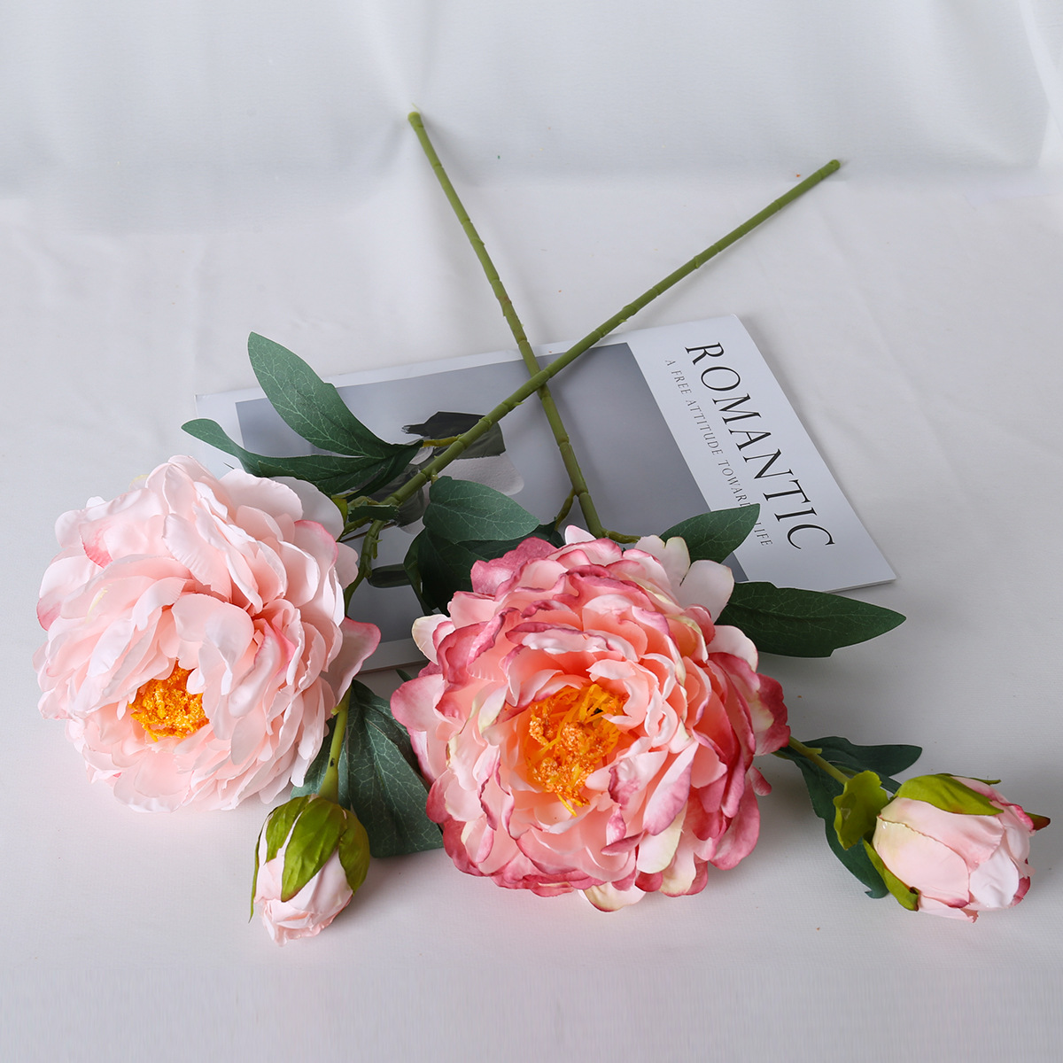 Flor artificial de peonía con borde quemado, flor de seda de peonía con borde quemado estilo pintura al óleo vintage, decoración para el hogar, sala de estar, accesorios de fotografía