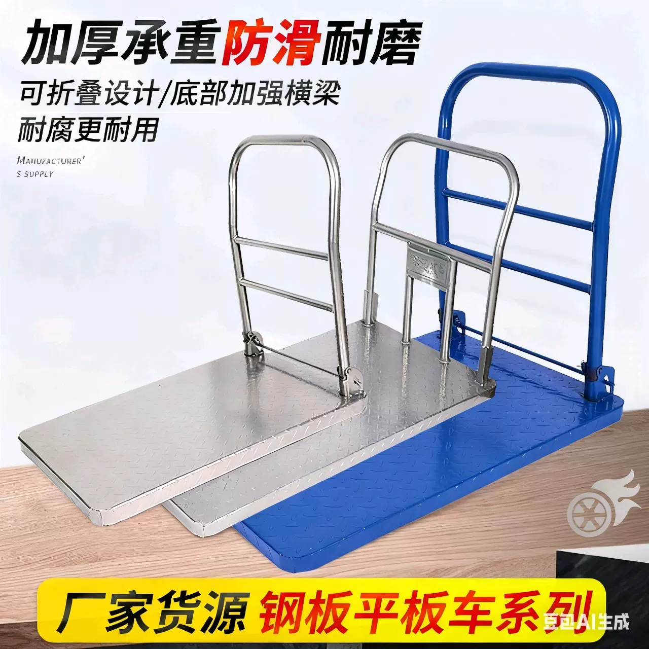 平板车板面手推车面板塑料加厚推车车板推货车小拉车拖车批发重型