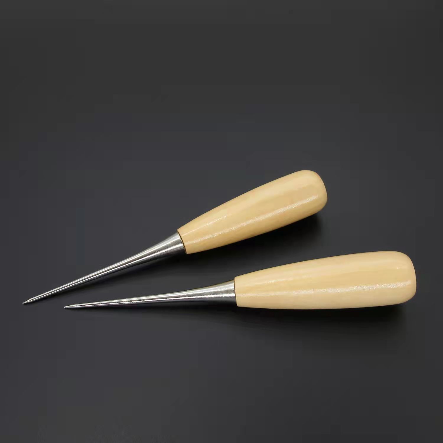 DIY手工皮革工具圆孔实木柄锥子可钻孔千枚通全钢粗实心扩孔 锥子