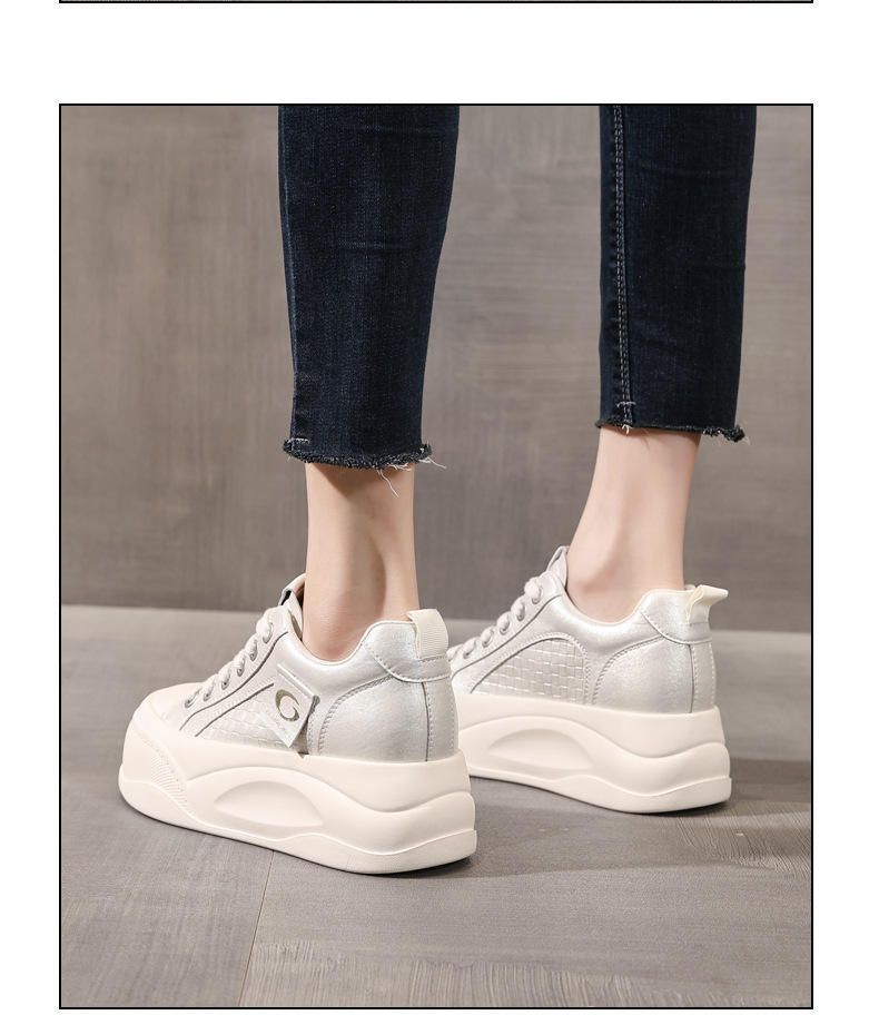 Giày sneaker nữ đế dày tăng chiều cao phong cách Hàn Quốc, đế xốp mềm thoải mái — Xám ngọc trai chi tiết 11