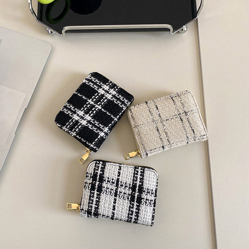  cross-border new linen short single-pull wallet card bag fashionable women's wallet female storage bag small wallet trend