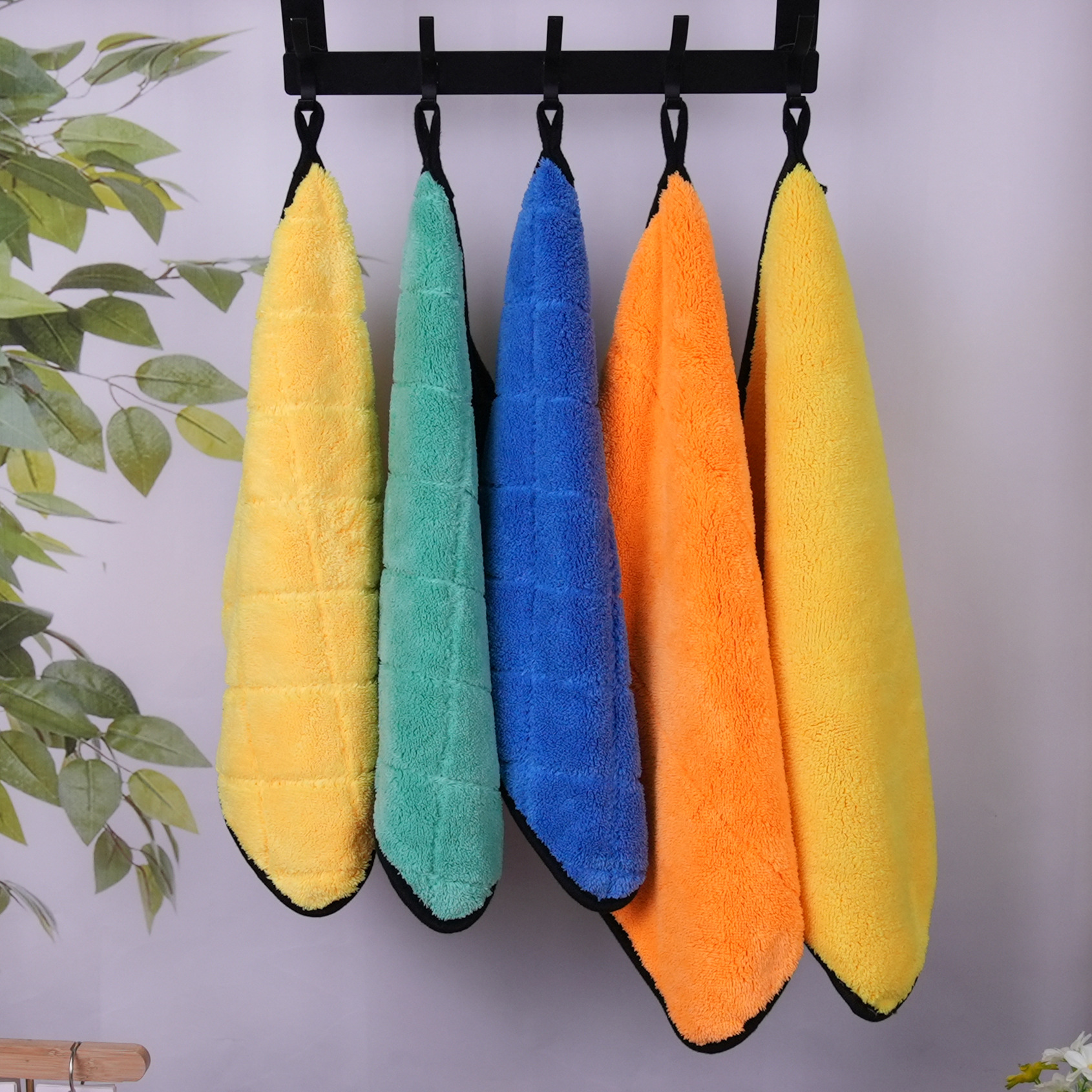 국경을 넘나드는 산호 벨벳 자동차 물티슈, 양면 두꺼워진 세차 타월, 흡수성, 깨끗하고 걸 수 있는 걸레, 보푸라기가 없는 수건