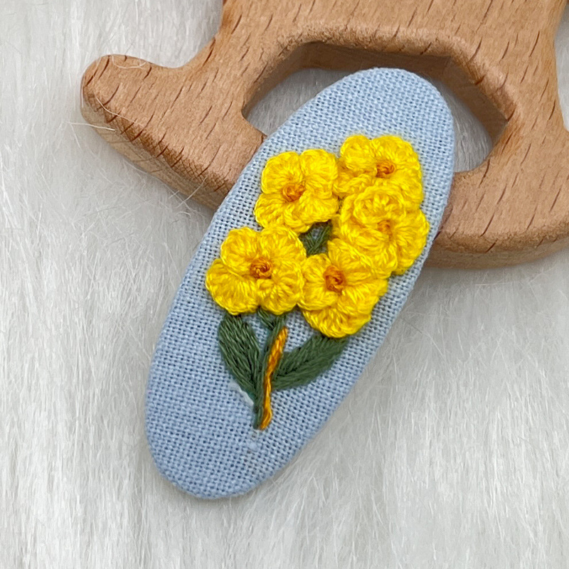 Lu bordado lindo gato perla coreano pinzas de pelo hechas a mano diy bordado creativo para chicas rotas flores pinzas de pelo lateral