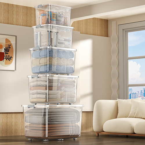 Transparent storage box wholesale bedroom household clothing storage box student book quilt clothing storage and organization box
