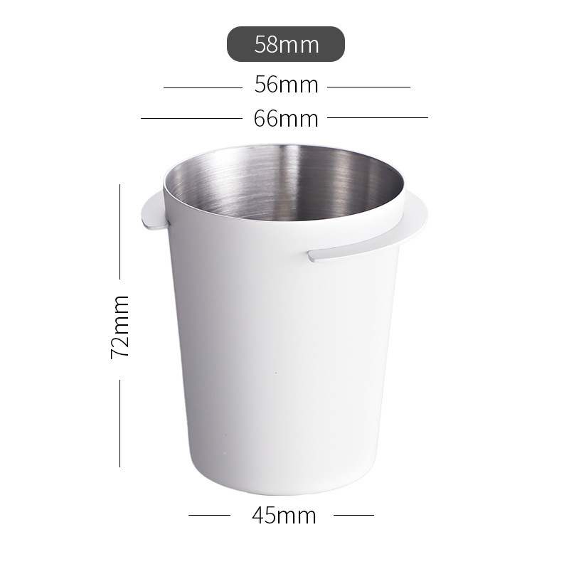 304 acero inoxidable taza de polvo espesar accesorios de cafetera italiana mango de polvo taza de olor EK43 molino de frijoles