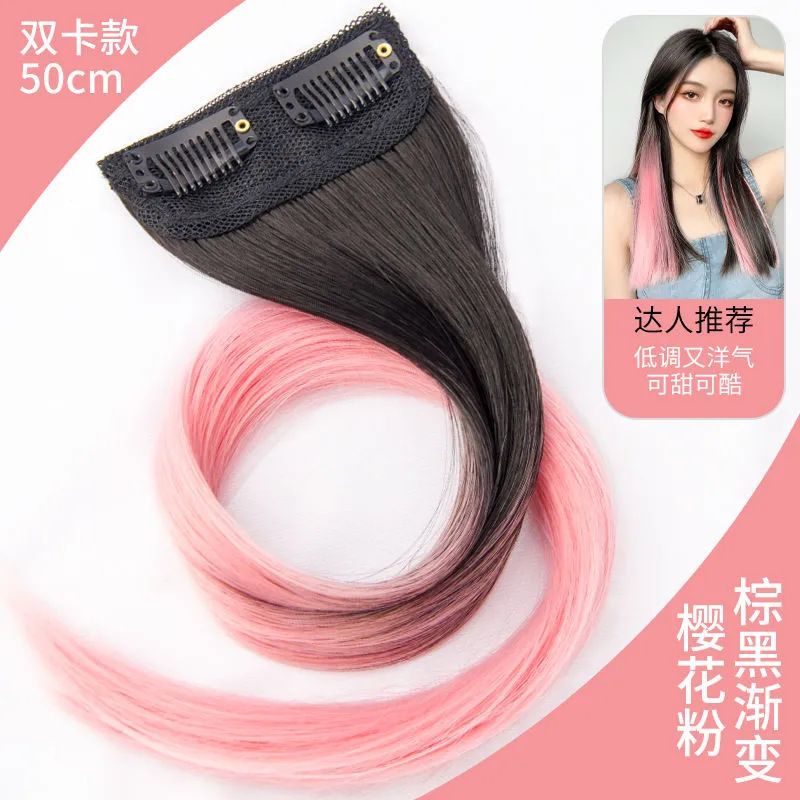 Gradiente orejas colgantes pelucón mujer verano pinch pelucón de color cabello largo extensión de cabello falso cabello colgante teñido pelucón