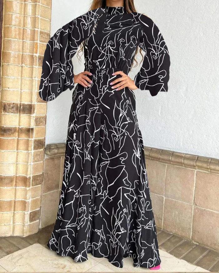 2022 verano europeo y americano ropa de mujer Amazon elegante cintura con cordones de manga larga Halter pantalones impresos mono