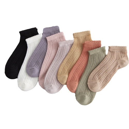 袜子女士网眼短袜浅口花边棉袜短筒春夏季薄款ins潮网红透气船袜