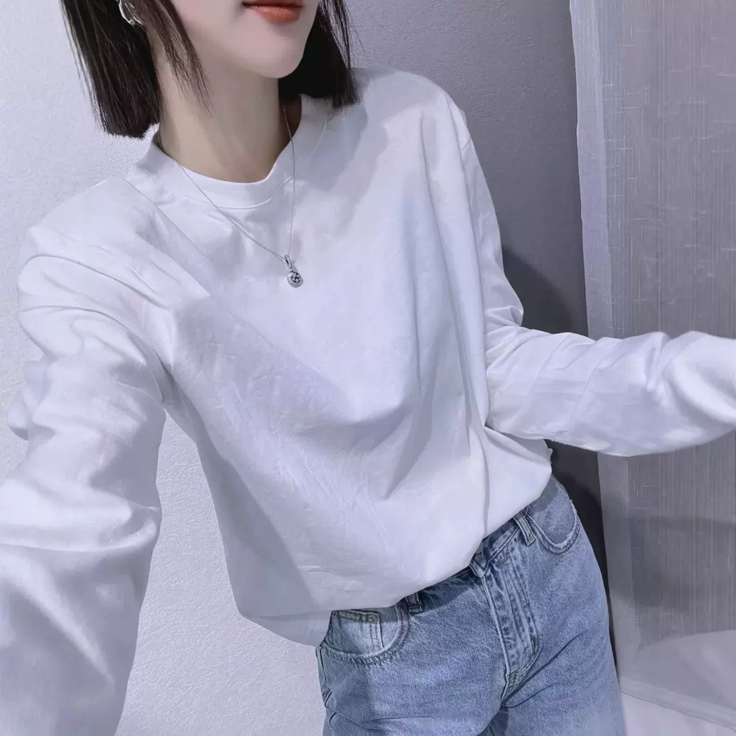 早春白色纯棉内搭德绒打底衫女秋装2025新款冬季加绒长袖t恤上衣