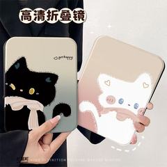 可爱猫咪ins化妆镜子折叠桌面台式梳妆镜家用化妆镜便携式补妆镜