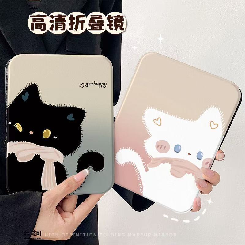 可爱猫咪ins化妆镜子折叠桌面台式梳妆镜家用化妆镜便携式补妆镜|undefined