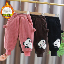 2025新款秋冬新品卡通刺绣加绒加厚休闲男童哈伦运动裤潮一件代发