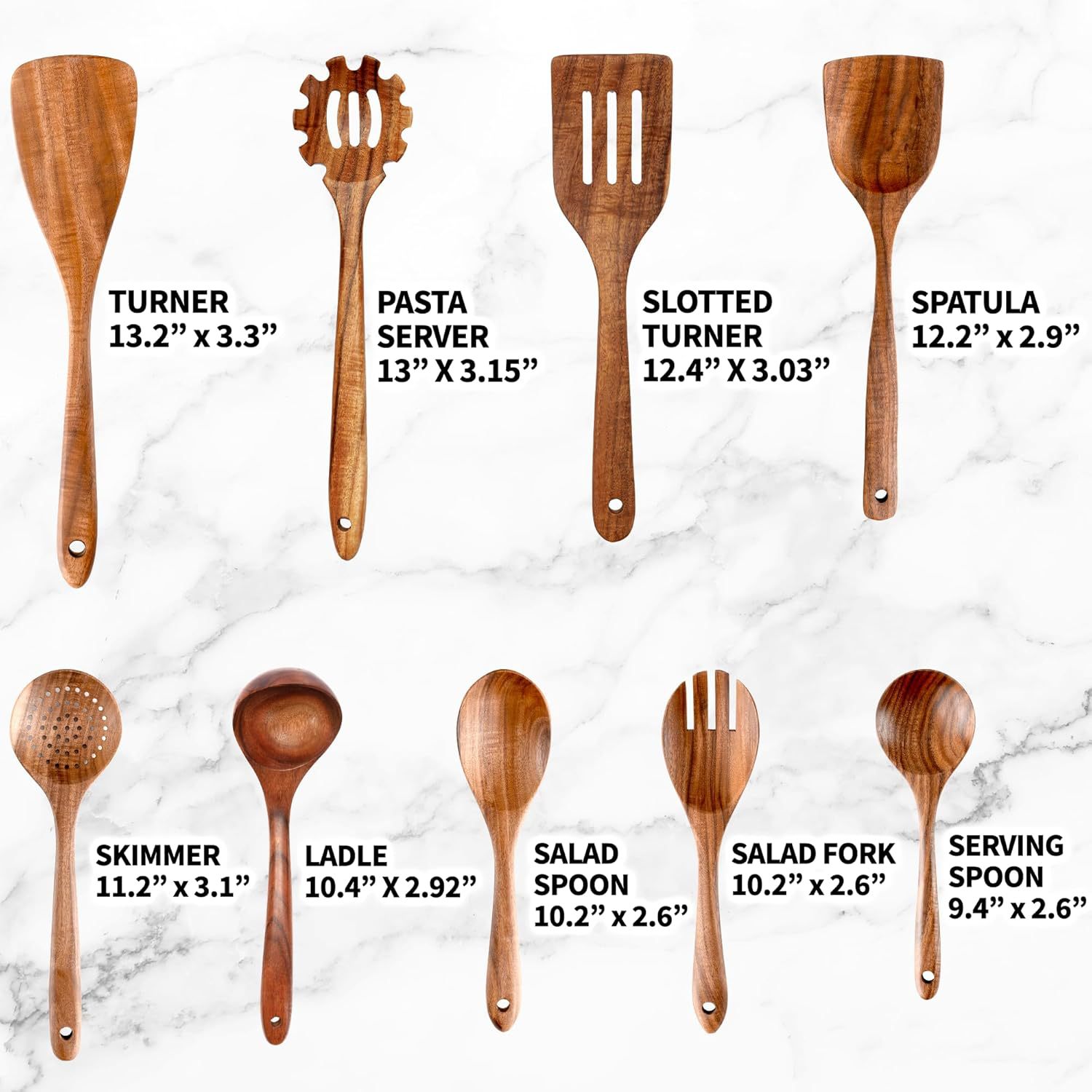 ✅ Amazon Acacia set de sopa de madera no pegajosa, pala de verduras, ensalada de cocina casera, tenedor de sopa de fuga