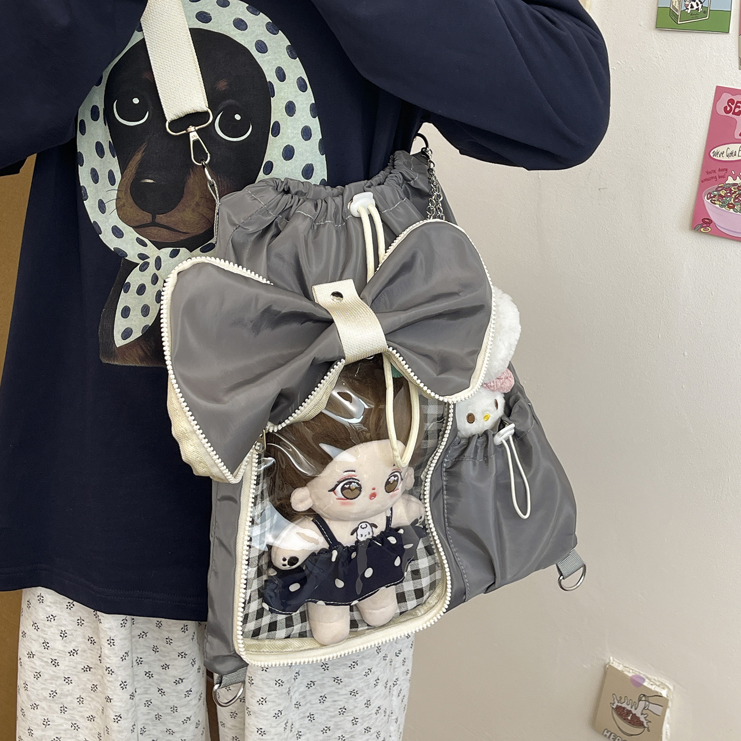 2026 nueva tendencia de gran capacidad bolso de hombro para mujeres lindas niñas de la escuela de viento bolsa de cuerda casual bolsa de dolor