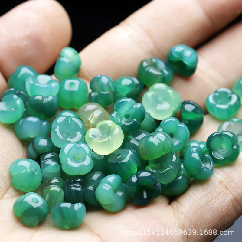 巴西玛瑙玉髓DIY葫芦吊坠手工雕刻耳坠饰品厂家直销半成品配饰