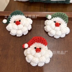手作りかぎ針編みクリスマスサンタクロースサンタクロースブローチヘアクリップ毛糸編みアクセサリーアクセサリーアクセサリー