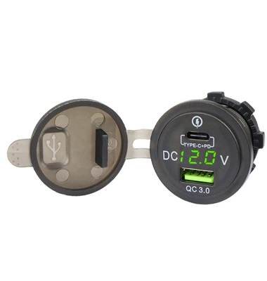 Mobil şarj cihazları Charger Qc3.0 +Pd Charger - qcpd-green-voltmeter
