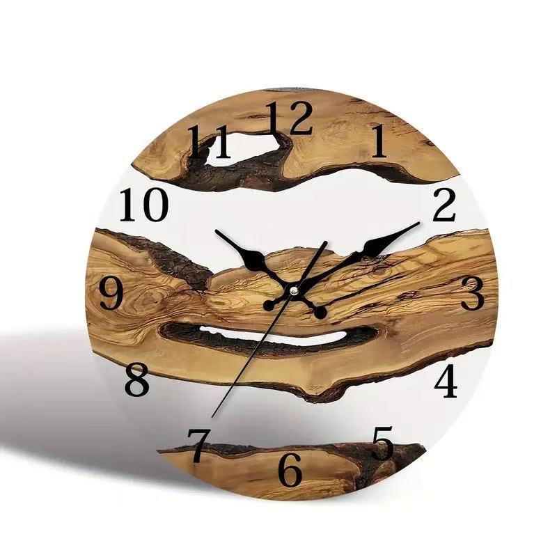 Nordic simple reloj de pared acrílico textura de grano de madera reloj salón decorativo reloj de pared de moda reloj mudo