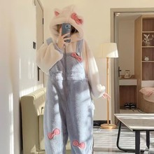 卡通连体珊瑚绒睡衣女2025冬款新款加厚毛绒连体衣家居服可外穿