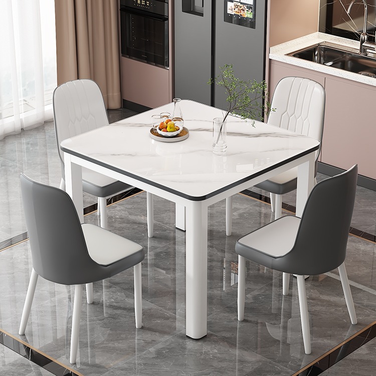 正方形餐桌椅组合家用小户型2人吃饭桌子钢化玻璃简约出租四方H&