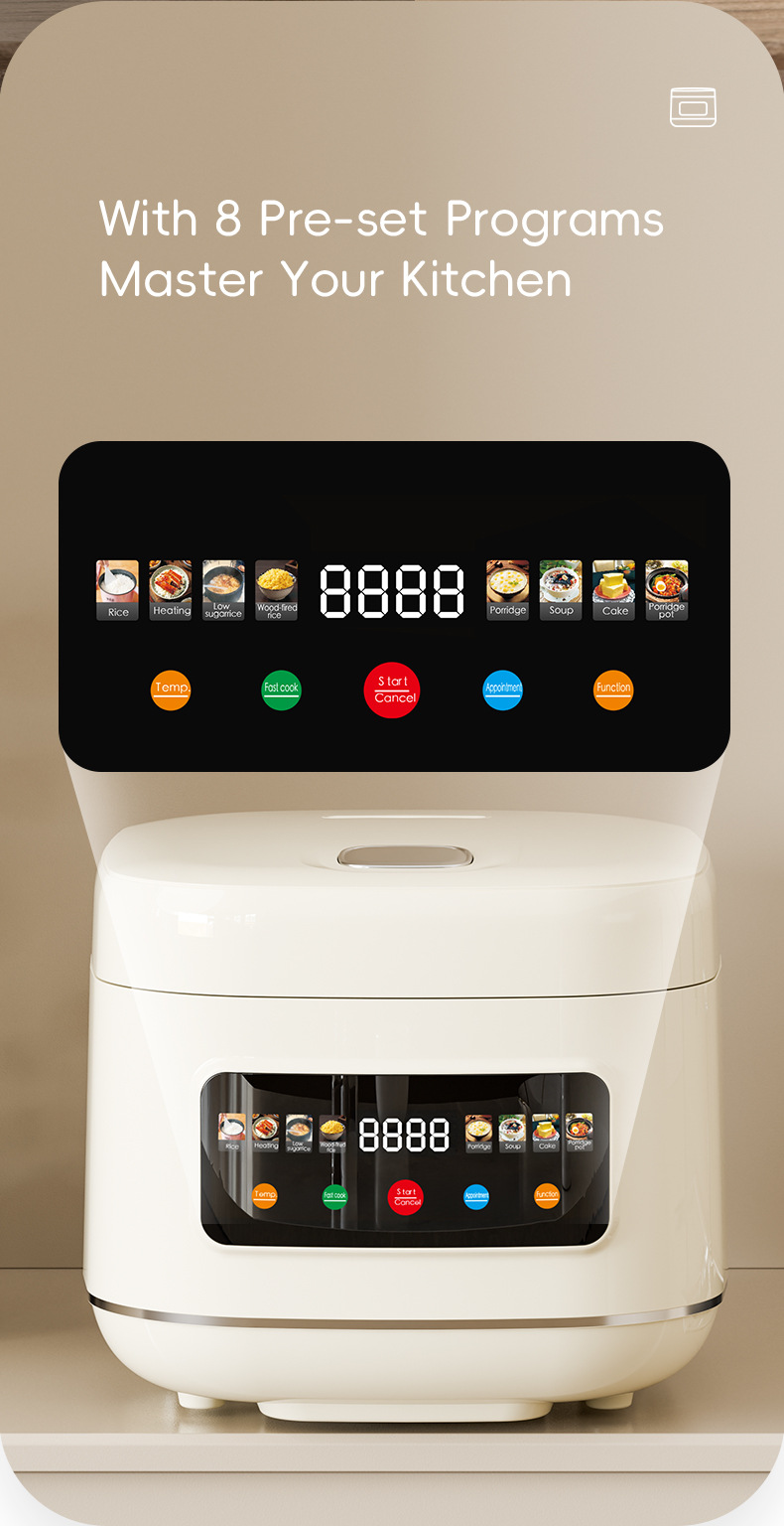 Reiskocher Cross-Border 5L Großes Fassungsvermögen Haushalts-Smart-Touchscreen Reservierung Multifunktions-Reiskocher_voghion.com