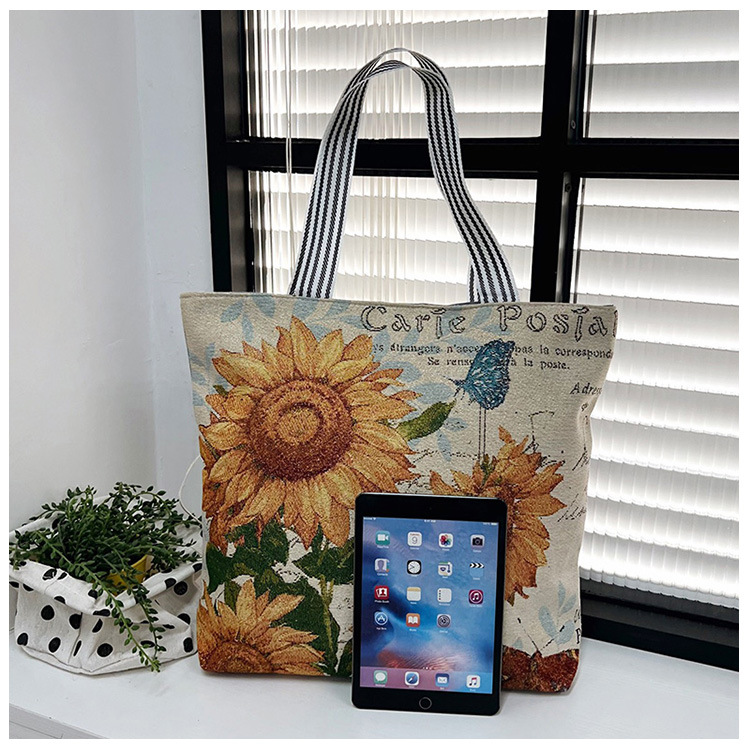 Women's Vintage Style Flower Canvas Shopping Bags display picture 3