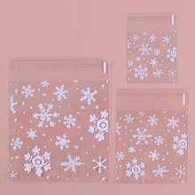 奶枣韩国包装圣诞白色雪花饼干袋雪花酥牛轧糖西点袋糖果袋100/包