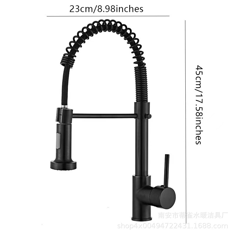 Cross-border stainless steel high-pressure spring kitchen faucet, pull-out cold and hot sink, sink for washing vegetables, double water outlet with spray gun undefined
