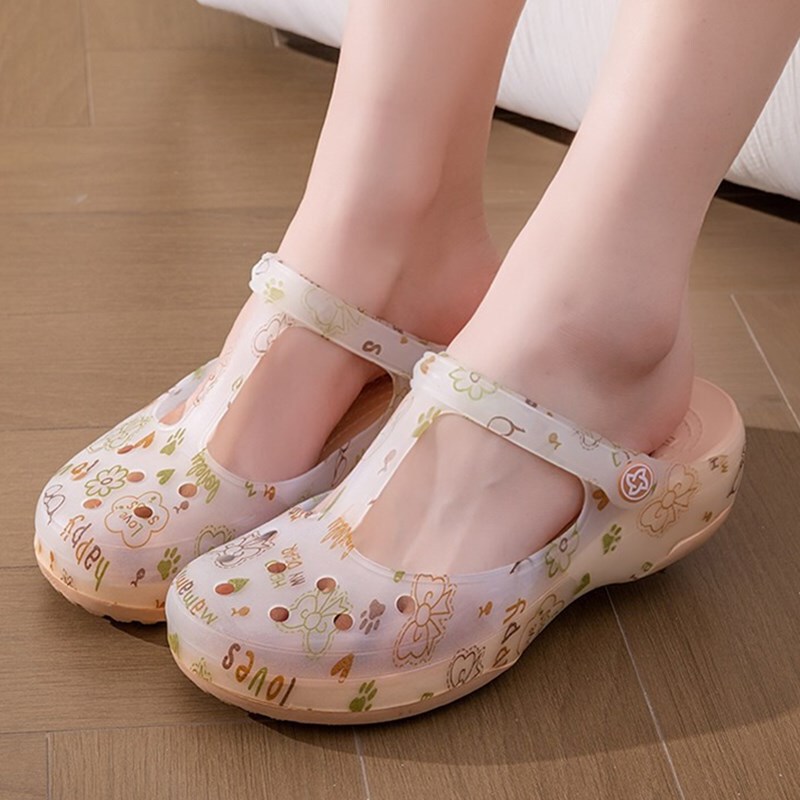 Veblen VEBLEN Printed Cave Shoes Women's Summer Soft Sole Cave Shoes Jelly Beach Sandals Plastic Sandals Veblen VEBLEN Printed Cave Shoes Women's Summer Soft Sole Cave Shoes Jelly Beach Sandals Plastic Sandals