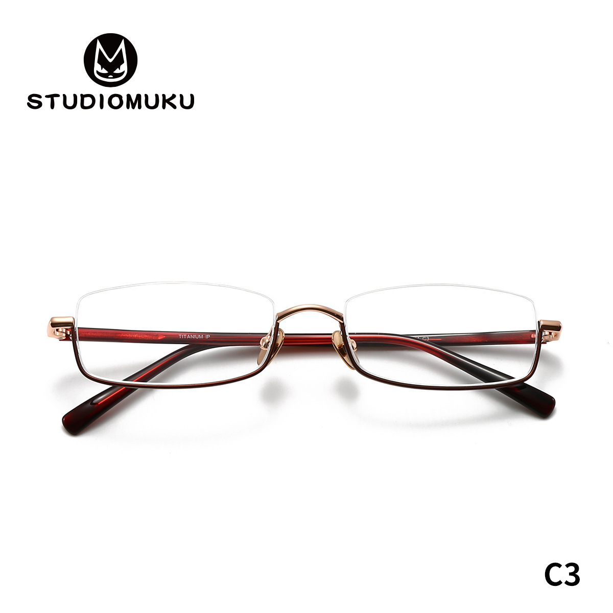 STUDIOMUKU gafas de madera cool marco de gafas de mujer cómodo medio marco de gafas retrógrado marco de gafas de hombre