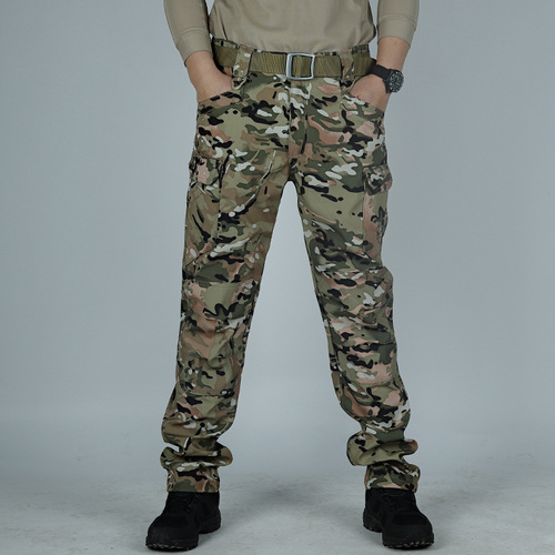 IX7 tactical pants men's camouflage pants spring and autumn outdoor elastic overalls wear-resistant loose soft shell assault pants
