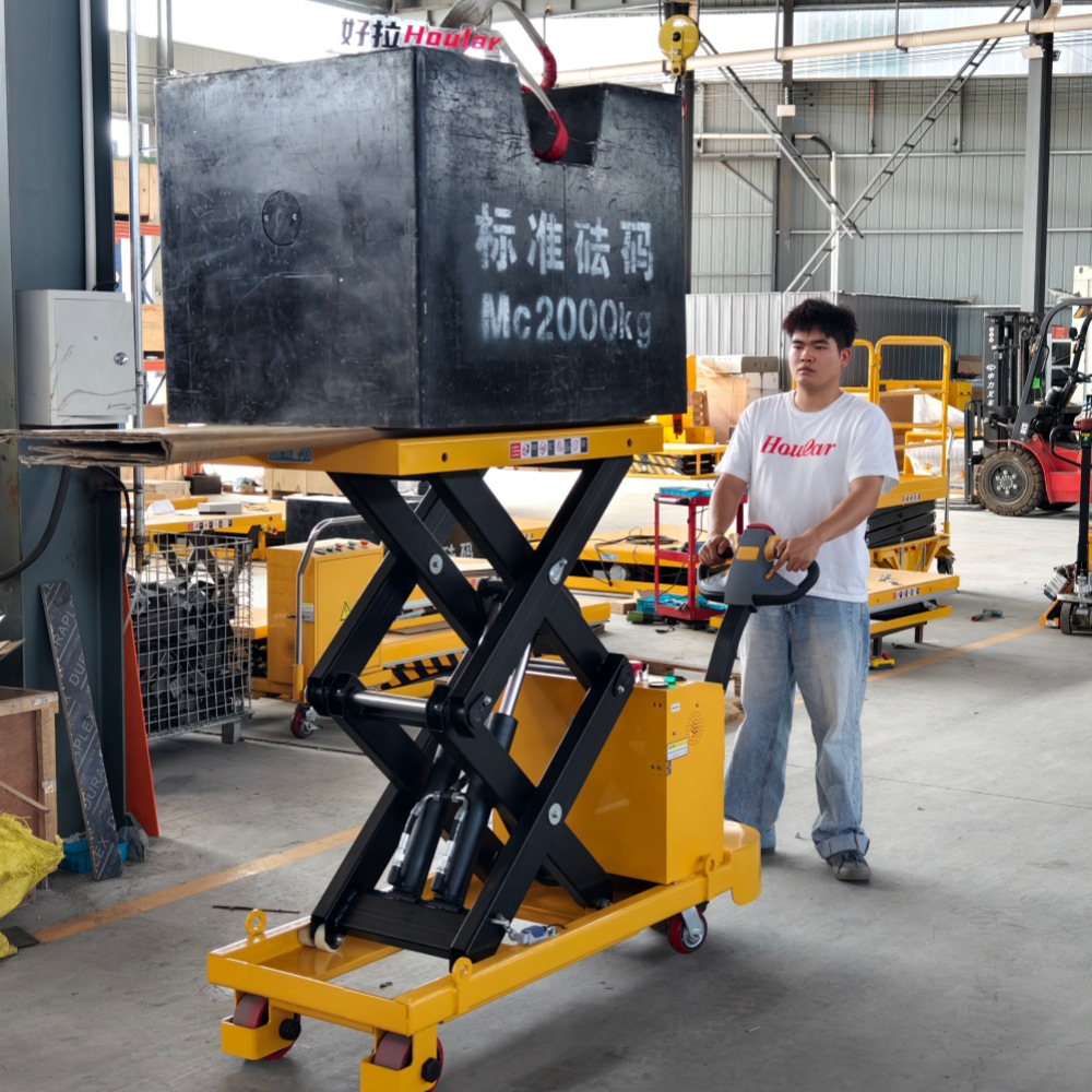 现货1吨全电动升降平台ET100-150自动液压平台车升降机剪式搬运车