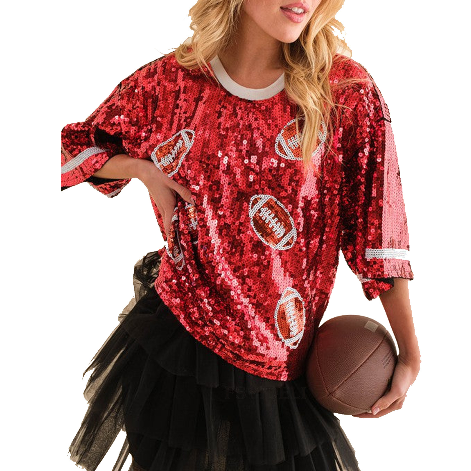 Regular Top Length Wholesale Women's Simple Style Christmas Tree Rugby Half Sleeve Sequins T-Shirts