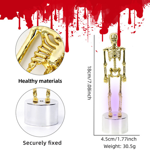 Glowing Halloween ornaments, skeleton skeleton desktop ornaments, holiday decoration atmosphere, skeleton people