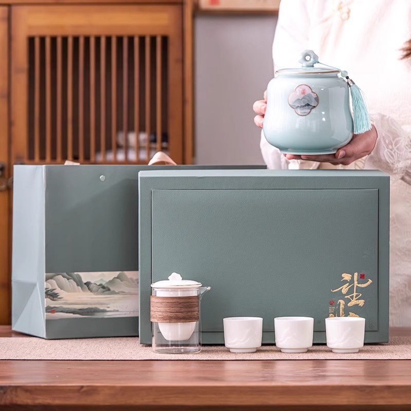 New Chinese tea pot fast customer tea set gift box black tea green tea Longjing packing box empty box tea packaging gift