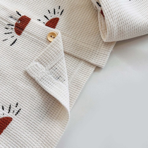 MiniCowMother Danish Children's Home Wear Pajama Set Nordic Honeycomb Baby Clothes Autumn