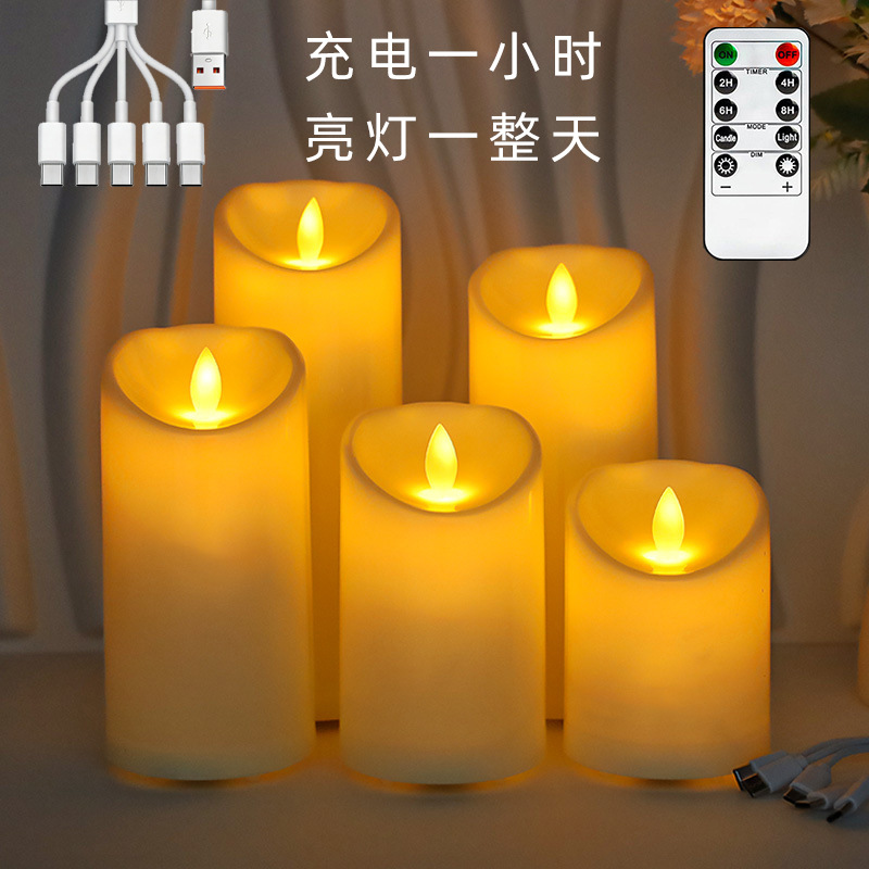 Vela electrónica LED recargable por USB con diseño realista para bodas KTV clubes y decoración transfronteriza image 3