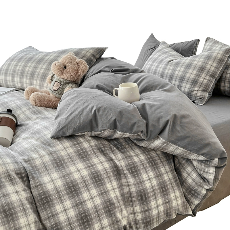 Пододеяльник из стираного хлопка, цельный, нехлопковый, пододеяльник из чистого хлопка, комплект из четырех предметов, одинарное щетчатое одеяло для студенческого общежития, 15 Ши Хуа