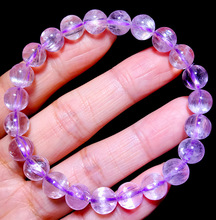 天然紫锂辉石手链女冰种透体淡紫色猫眼水晶单珠手串配多宝散珠