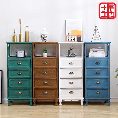 solid wood bedside cupboard Storage cabinet Lockers Retro Bucket cabinet Do the old American style a living room balcony drawer cabinet