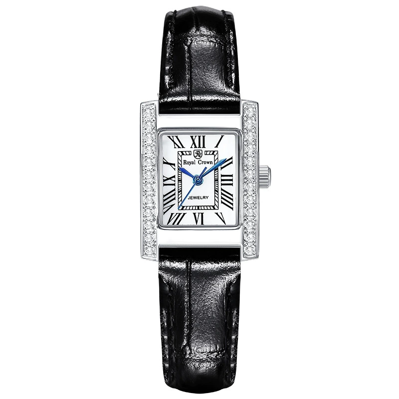 ROYAL CROWN Roya Trend Fashion Inlays Waterproof Belt Student Quartz Women 6306