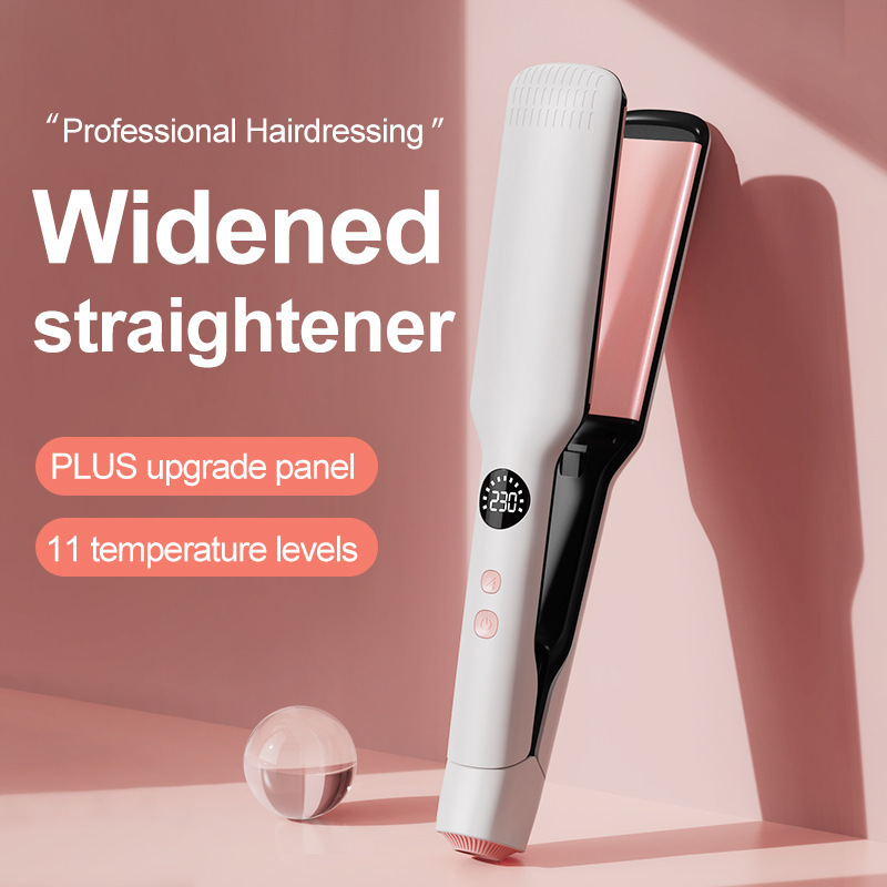 Wide-plate hair straightener, home-use digital display temperature control, non-damaging hair straightening tool, cross-border hair styling device, manufacturer can print LOGO Wide-plate hair straightener, home-use digital display temperature control, non-damaging hair straightening tool, cross-border hair styling device, manufacturer can print LOGO