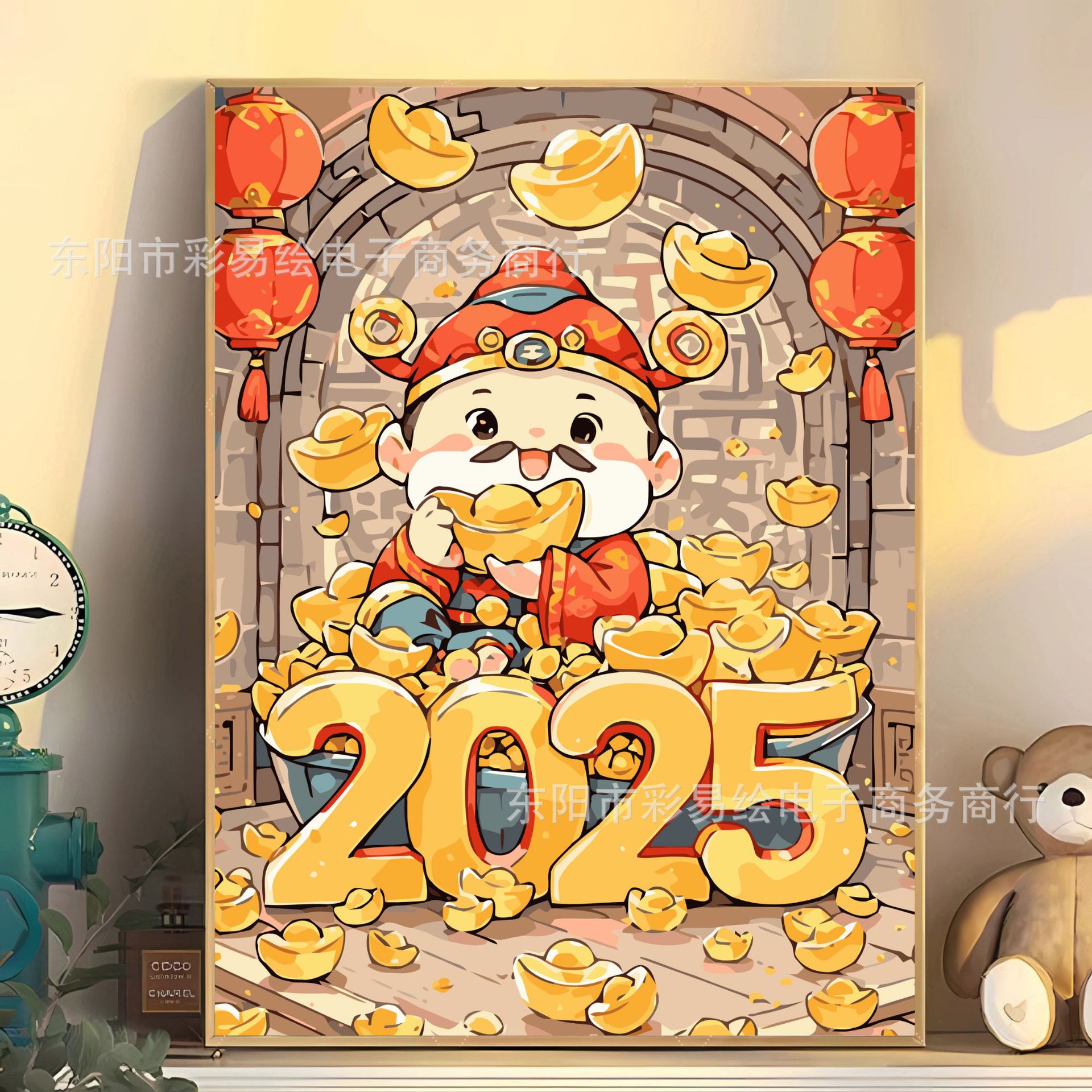 Lápiz pequeño nuevo DIY pintura a óleo digital foto familiar Feliz Año Nuevo rellenado a mano acrílico pintura a óleo