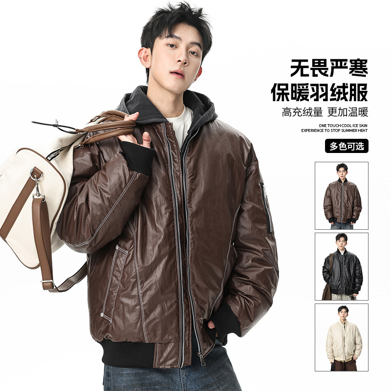 2025新款高端羽绒服美式男夹克复古男女同款高级感痞帅宽松外套