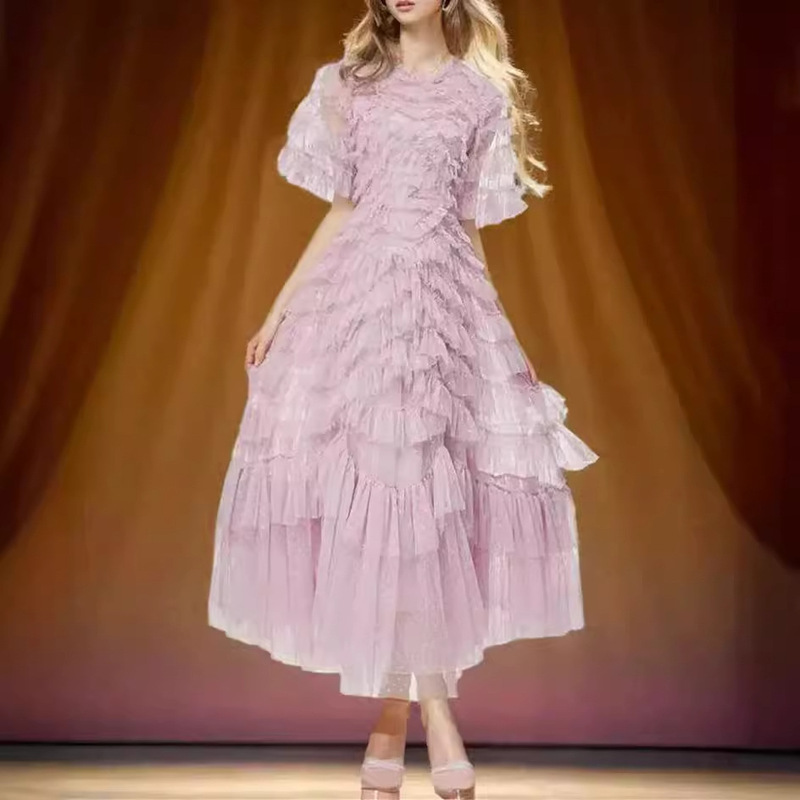 New Heavy-Duty Fairy-Like Dreamy Mesh Ruffled Bridal Wedding Photography Long Dress Gown Princess Dress