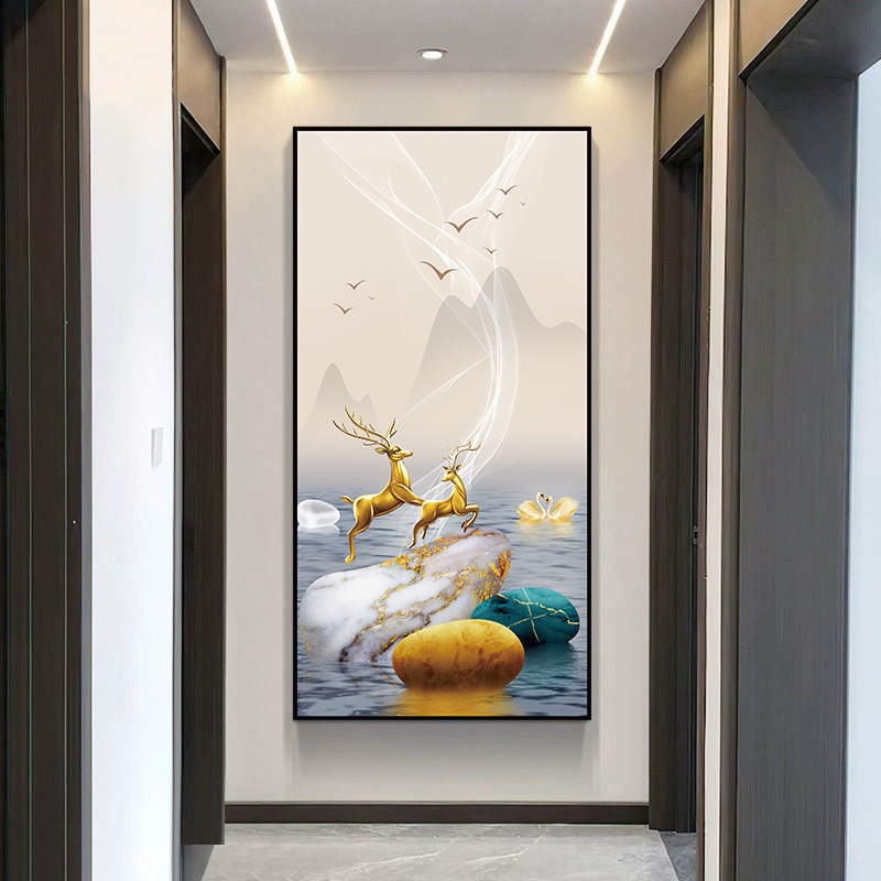玄関装飾絵画自己粘着壁紙モダンシンプルライト高級エントリーリビングルーム廊下通路壁ステッカー3D立体|undefined