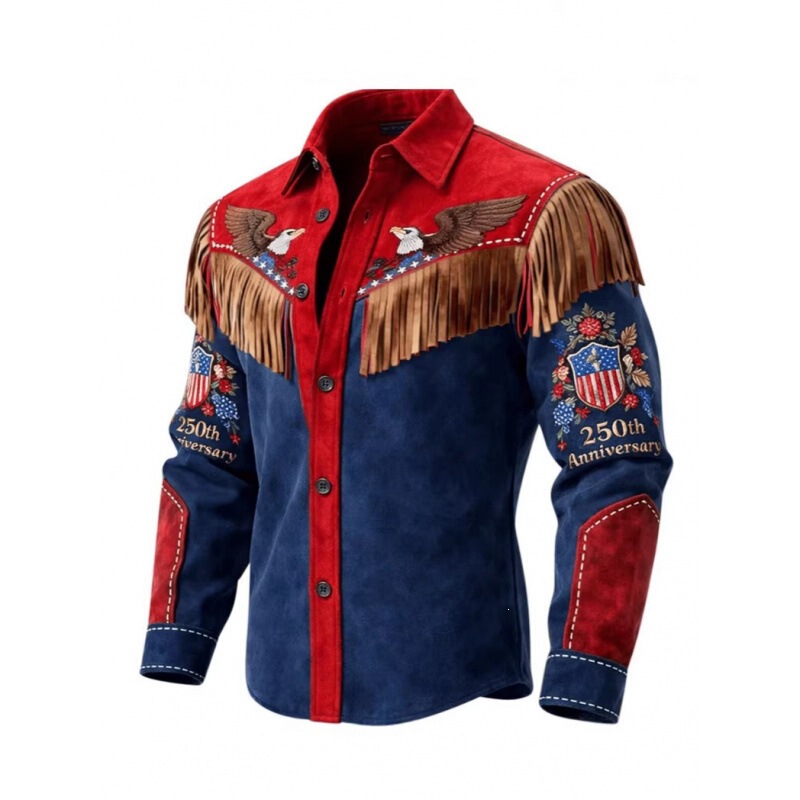 Cross-Border 2026 Western Cowboy Fringe Shirt Retro Style Trendy Men's Top Cross-Border 2026 Western Cowboy Fringe Shirt Retro Style Trendy Men's Top